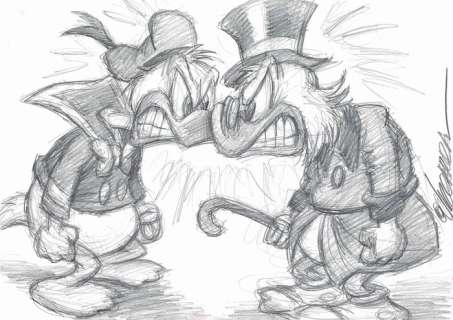 Donald vs Scrooge! - Original Sketch - Joan Vizcarra - Pencil Art | Catawiki