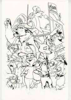 Gene Ha | Zootopia unpublished cover; 12-by-17 inches | Hero Initiative