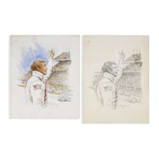 A Tom Jung original Le Mans concept artwork for the one sheet poster | Bonhams