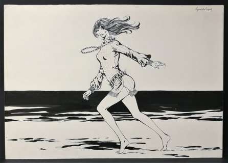 Guido Crepax - illustrazione originale per pubblicitÃ  "Donna che Corre" - Loose page - (1967) | Catawiki
