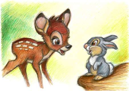 Bambi & Thumper - Signed Giclée - Joan Vizcarra - On Canvas | Catawiki