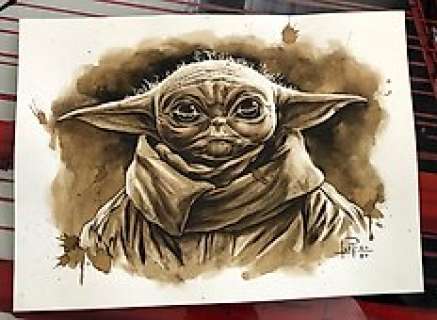 Original Coffee Painting - THE CHILD (The Mandalorian) - Original Art (2020) | Catawiki