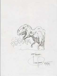 Mark Schultz Dinosaur T-Rex Sketch Signed & Dated 1989 | East Bay Comics