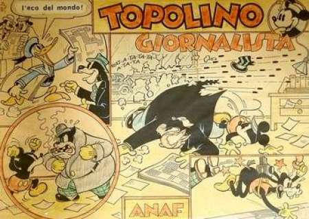 TAVOLA ORIGINALE TAVOLA ORIGINALE BOTTARO - TOPOLINO GIORNALISTA MATITA B/N + LUCIDO COLORI 39 X 33 | Casa del Fumetto