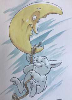 Masbou - Dessin original couleur - De Cape et de Crocs - Eusèbe sous la Lune | Catawiki