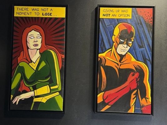 Pop Art Comic Style Paintings (2) Signed, Framed Jean Gray & Daredevil Original | eBay US (Buy It Now)