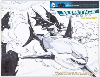 Jeff Parker Justice League #16 Variant Wraparound Sketch Cover Original Art (DC, 2013). Created by Jeff Parker -