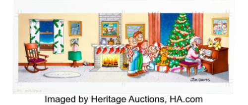 Jim Davis Studio - Jim Davis Studio A Garfield Christmas Cover Original Art (Ballantine Books, 1987)....