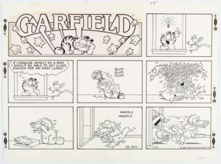 Davis, Jim | Jim Davis Garfield Sunday Comic Strip Original Art dated 10-31-82 (United Feature Syndicate, 1982).... | Heritage
