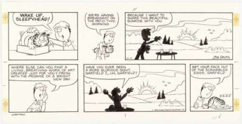 Davis, Jim | Jim Davis Garfield Sunday Comic Strip Original Art Dated 10-14-79 (United Feature Syndicate, 1979).... | Heritage