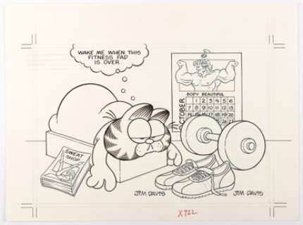 Davis, Jim | Jim Davis - Garfield "Gym" Illustration Original Art (c.1980s).... | Heritage