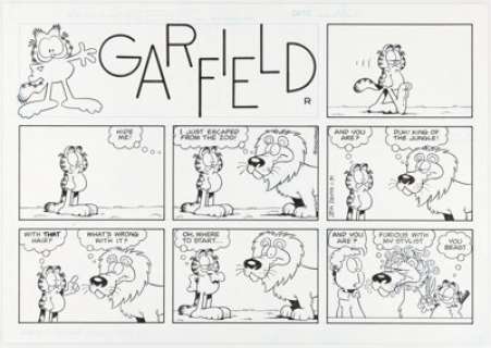 Jim Davis Garfield Sunday Comic Strip Original Art dated 1-31-10 (PAWS, 2010). | Heritage