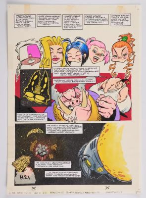 Lot 20 - 2000 AD Prog #1065 Space Girls Colour Story Pages (Fleetway, 1997) Total 6 | Stanley Gibbons Baldwin’s