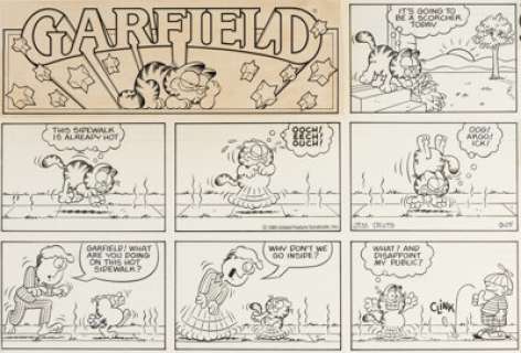 Jim Davis Garfield Sunday Comic Strip Original Art dated 9-25-83 (United Feature Syndicate, 1983). | Heritage