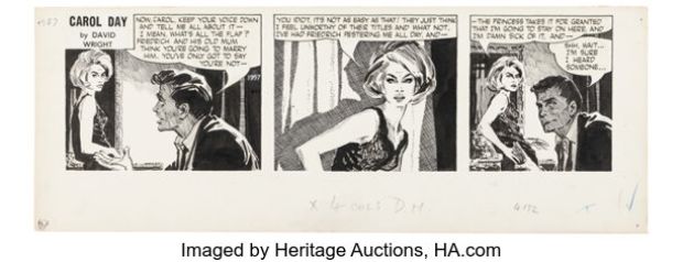 David Wright Carol Day #1957 Daily Comic Strip Original Art (London Daily Mail, 1963). | Heritage