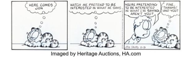 Jim Davis Garfield Daily Comic Strip Original Art dated 5-13-96 (PAWS/Universal Press Syndicate, 1996). | Heritage