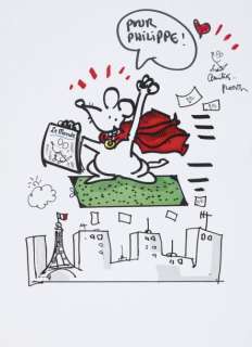 PLANTU - Lot 809 - Envoi de l‘auteur et petite dédicace sur une illustration...