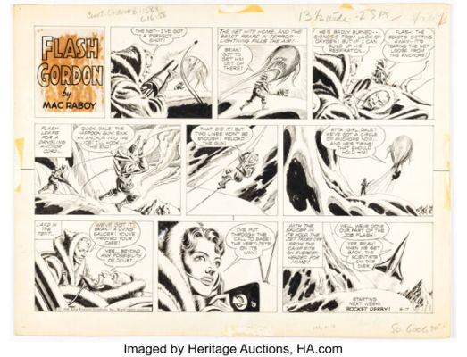 Mac Raboy Flash Gordon Sunday Comic Strip Original Art dated 8-17-58 (King Features Syndicate, 1958).