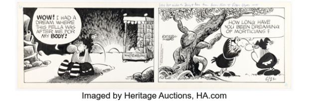 Russell Myers Broom-Hilda Daily Comic Strip Original Art dated 6-22-74 (Chicago Tribune, 1974). | Heritage