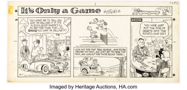 Charles Schulz It’s Only a Game Daily Comic Strip Original Art dated 6-1-58 (United Features Syndicate, 1958). | Heritage