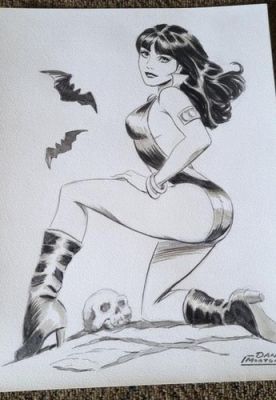 DAN MORTON original art, VAMPIRELLA, 9x12, with Bats and Skull | eBay US
