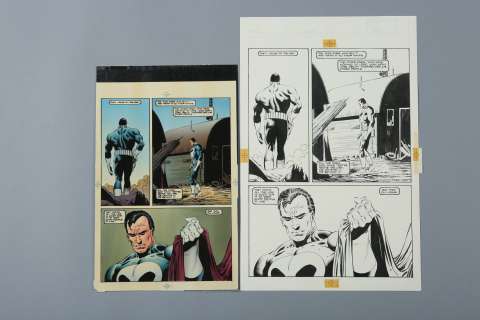 THE PUNISHER: RETURN TO BIG NOTHING (1989) - Mike Zeck and John Beatty Hand-Drawn Page 61 Artwork with Matching Color Blueline | Propstore