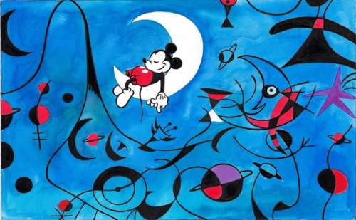 Mickey Mouse Inspired By Joan MirÃ³ - Original Painting - Tony Fernandez - Acrylic Art | Catawiki