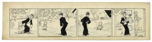 Chic Young Hand-Drawn ’’Blondie’’ Comic Strip From 1935 Titled ’’Also Ran’’ | Nate Sanders