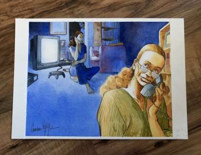 Lepage, Emmanuel - Dessin original en couleur - Les femmes aux téléphones | Catawiki