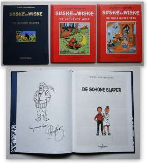 Suske en Wiske - De schone slaper luxe + dédicace / 2x S&W Klassiek - 1x Luxe linnen / 2x hc met linnen rug - First edition - (1995/2000) | Catawiki