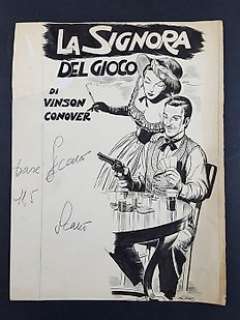 Sergio Tarquinio - Sergio Tarquinio - Illustrazione Originale "La Signora del Gioco" - Firmata - Page volante - Exemplaire unique - (1953)