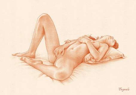 Daniel Cayuela | Cayuela, Daniel - Original drawing - Self Pleasure - Size: 42 x 29,7 cm. - With COA - Page volante - (2020) | Catawiki