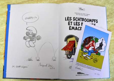 Peyo / Miguel Diaz | Les Schtroumpfs - les Schtroumpfs et la machine Ã  rêver en wallon liégeois - avec dédicace par Miguel Diaz + ex-libris - HC 40ex - Cartonné - (2020) | Catawiki