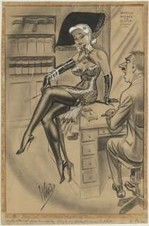 35: Ward men’s mag cartoon c1950 original comic art | Russ Cochran