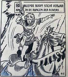 Vandersteen, Willy - De Rode Ridder 2 - Original page (p.16) - De gouden sporen - (1960)