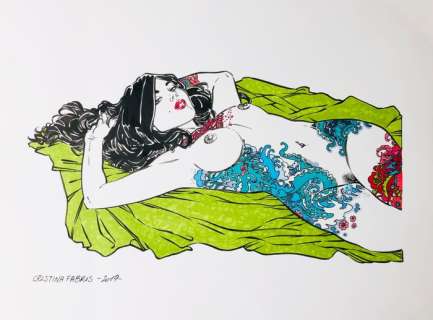 Cristina Fabris | Cristina Fabris - illustrazione originale china e Pantone cm 30x40 - firmata - Page volante (2019) | Catawiki