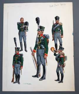Funcken, Fred & Liliane | Funcken, Fred & Liliane - Dessin original couleur - L’Uniforme & les armes des soldats du 1er Empire T1 - Prussiens - (1969) | Catawiki