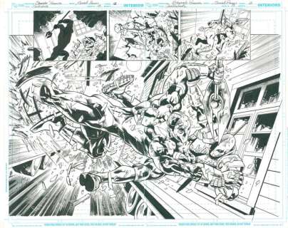 Mariah Benes, Eduardo Pansica | Deathstroke #13 - amazing double splash, p. 12-13 - EO - (2012) | Catawiki