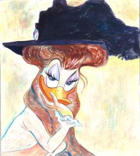Tony Fernandez, Disney Artist | Daisy inspired by Klimt’s "Woman in a Black Feather Hat" - Original painting - Signed by Tony Fernandez | Catawiki