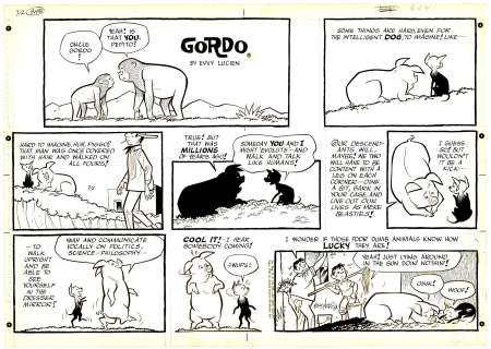 Gustavo "Gus" Arriola | Arriola - GORDO, "Evolution" Sunday Page (7/2/1961) NO RESERVE | Russ Cochran