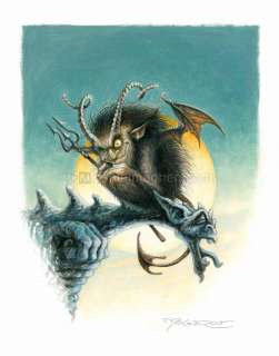 Pascal Moguérou - Illustration originale - La Gargouille - L‘heure des fées - Pascal Moguérou