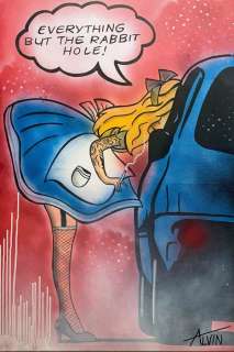 Alvin Silvrants | Alice in Wonderland Rabbit Hole - Original drawing in colour by Alvin Silvrants | Catawiki