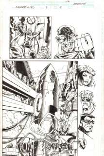Jason Armstrong, Scott Koblish - Avengers United They Stand #2 P.15 - Baron Wolfgang Von Strucker & Hydra Rocket Splash - Bruce Timm Style - 1999 Signed