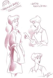 Jaume Esteve, Disney Artist | 101 Dalmatians Characters : Anita Radcliffe - Original Drawing - Jaume Esteve Signed | Catawiki