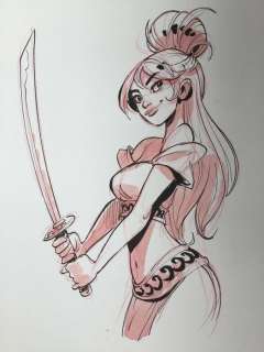 Barbucci, Alessandro | Barbucci, Alessandro - Dessin original couleur - EkhÃ¶ monde miroir | Catawiki