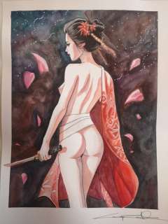 Giuseppe Candita | G. Candita - La Guerriera dai petali di Ciliegio - Page volante - Exemplaire unique (2021) | Catawiki