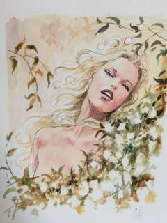 Milo Manara | # LUCCA Comics 2021 exhibition - Milo Manara - Portrait Painting Original Art "Eva Herzigova" - cm 36x51 - Page volante - Exemplaire unique | Catawiki