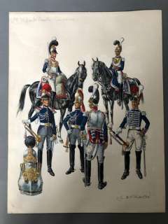 Funcken, Fred | Funcken, Fred - Dessin original couleur - L’Uniforme & armes des soldats du XIXe siècle - France Garde Royale - (1969) | Catawiki