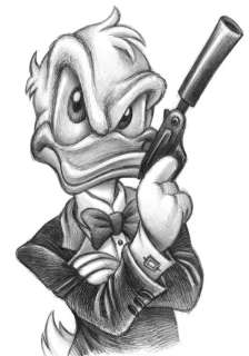 Joan Vizcarra | Donald Duck Agent 007 - Fine Art Giclée - Joan Vizcarra - Hand Signed - EO | Catawiki