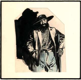 Kresse, Hans G. | Hans G. Kresse - Onbekend jeugdwerk Oostindische inkt en blauw kleurpotlood (om aan te geven waar het raster moest komen) - Originele illustratie ’Geblesseerde cowboy’ - Page volante - (1939/1940) | Catawiki